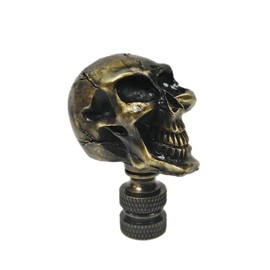 Lamp Finial-Skull-Aged Brass Finish, Highly Detailed Metal Casting