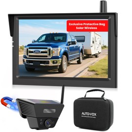 Solar Backup Camera Wireless for RVs and Trailers No-Installation - 5" HD 1080P Monitor, Strong Magnetic Scratch-Proof Rear View Camera for Trucks, Campers, SUVs, and Cars
