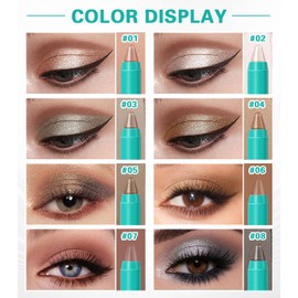 QIUFSSE 8PCS Eye Shadow Sticks,Shimmer Cream Eyeshadow Stick Set,Eye Brightener Stick,Lightweight Smooth Eye Shadow for Older Women,Teenagers,Middle-aged,Sombras Para Ojos,Eyeshadow Makeup