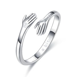 YMHOP Be Kind of a B Ring 925 Sterling Silver Hug Hugging Hidden Message Adjustable Rings for Women Best Friends Sorority Sisters (8)