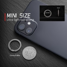 FEGVE Small Titanium Side Pushing Keychain Rings, Easy Open Key Chain Ring for Men and Women-0.86 in/10pcs