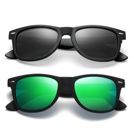 Occhsouo Polarized Sunglasses Womens Men - Sun glasses Fashion Trendy Driving Fishing UV Blocking UV400 Protection, B3-black+green, Large