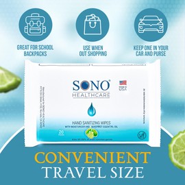 SONO Disinfecting Wipes - 160 Count (Pack of 2) + Sanitizer, Alcohol-Free, No Bleach, Medical-Grade, Multi-Surface Cleaning for Home, School, Office