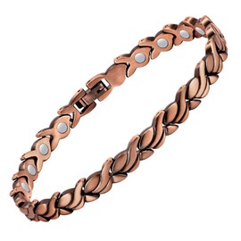 Jeracol Ladies Copper Bracelets – 99.99% Pure Copper Magnetic Bracelet for Women – Adjustable Bracelet Length with Included Sizing Tool
