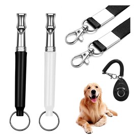 TOEECY Dog Whistle Against Barking Set of 2 Dog Whistles and Lanyards 1 Dog Trainer for Dog Training Barking or as a Dog Whistle Recall