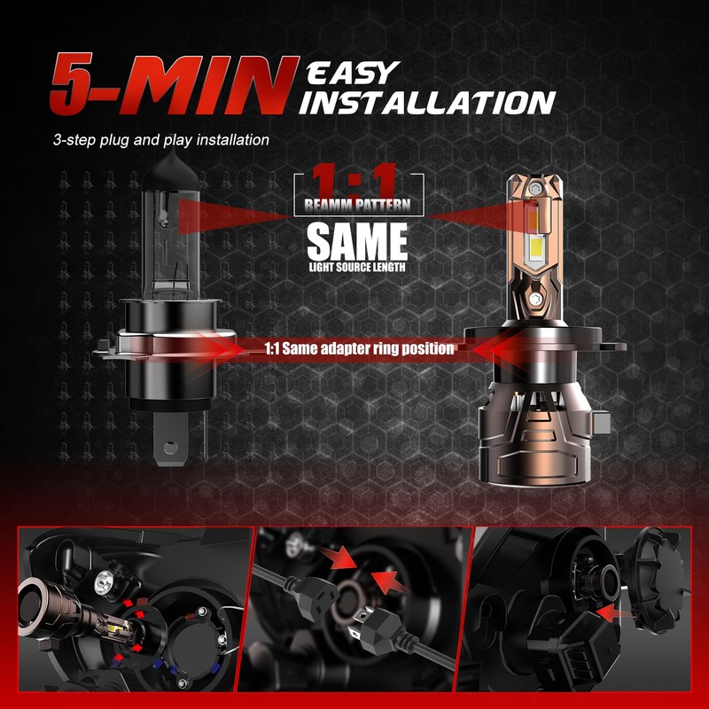 MUEYNIUK Upgraded H4/HB2/9003 Light Bulbs, 36000LM Super Bright 6500K 800%