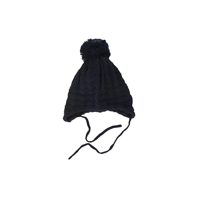 maximo Unisex_Baby Mit Struktur Pompon und Bindeband Hat, Blue (Dark