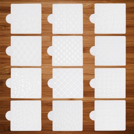 NICENEEDED 12PCS Plastic Sashiko Stencil, 5.9" x 5.9" Geometric Sashiko Pattern Template Embroidery Transfer Patterns Stencil