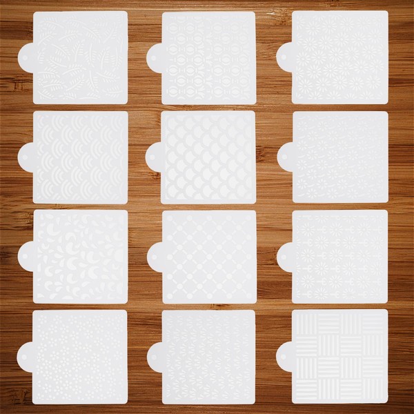 NICENEEDED 12PCS Plastic Sashiko Stencil, 5.9" x 5.9" Geometric Sashiko