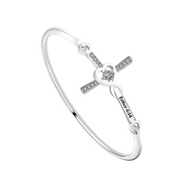 FEELMEM Bible Verse Esther 4:14 Cross Bracelet Perhaps This is The Moment for Which You Have Been Created Infinity Cross Bangle Religious Jewelry Gift for Women Girl (Esther4:14)