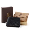 VISOUL Men's Wallet, Genuine Leather, Holds 12 Cards, Carbon Leather,
