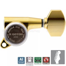 GOTOH NEW Gotoh SG381-AB07 MGT MAGNUM LOCKING Set 6 in line ALUMINUM Buttons - GOLD