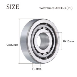 sourcing map 30302 Tapered Roller Bearing Cone and Cup, 15mm Bore x 42mm OD x 14mm Thick, Chrome Steel Taper Bearing Set, ABEC-5