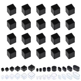 Swpeet 20Pcs 3/4"×3/4" Black Square Chair Leg Caps, Floor Protectors, Table Chair Leg Protection Cover, Furniture Leg Caps，Leg Tips Covers, Feet Pads, Feet for Furniture Table Chair