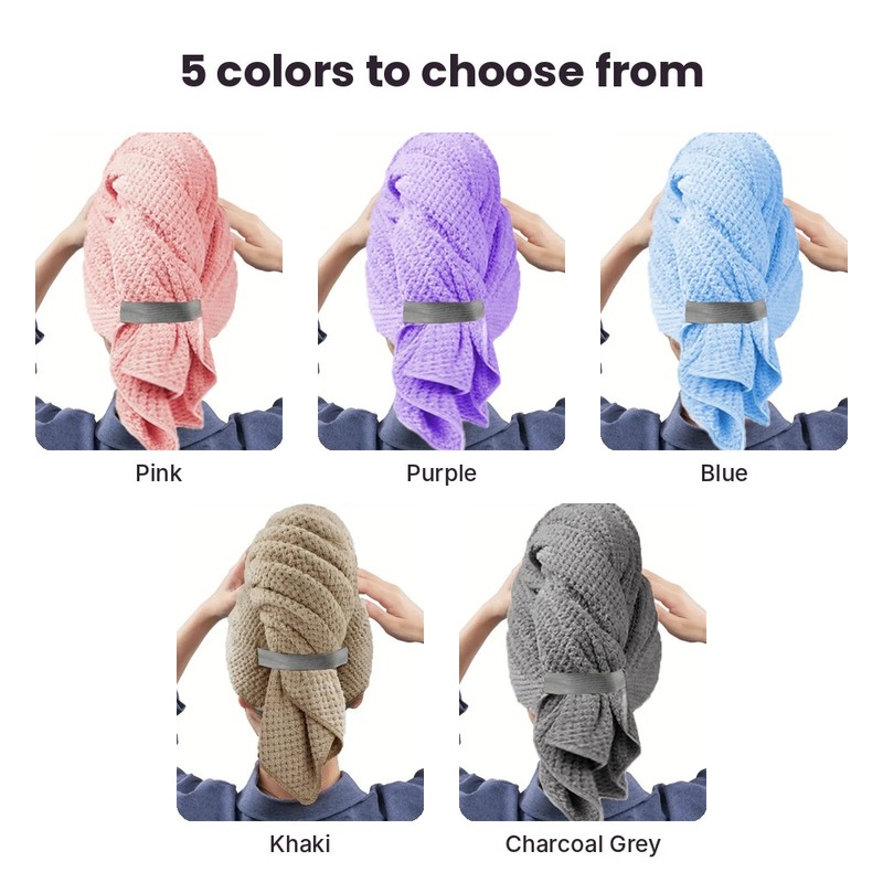 Microfiber Hair Towel Wrap – Extra-Large Quick-Dry Hair Turban with