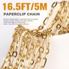 16.5FT 18K Gold PVD Plated Paperclip Jewelry Chain Roll, 4.5MM