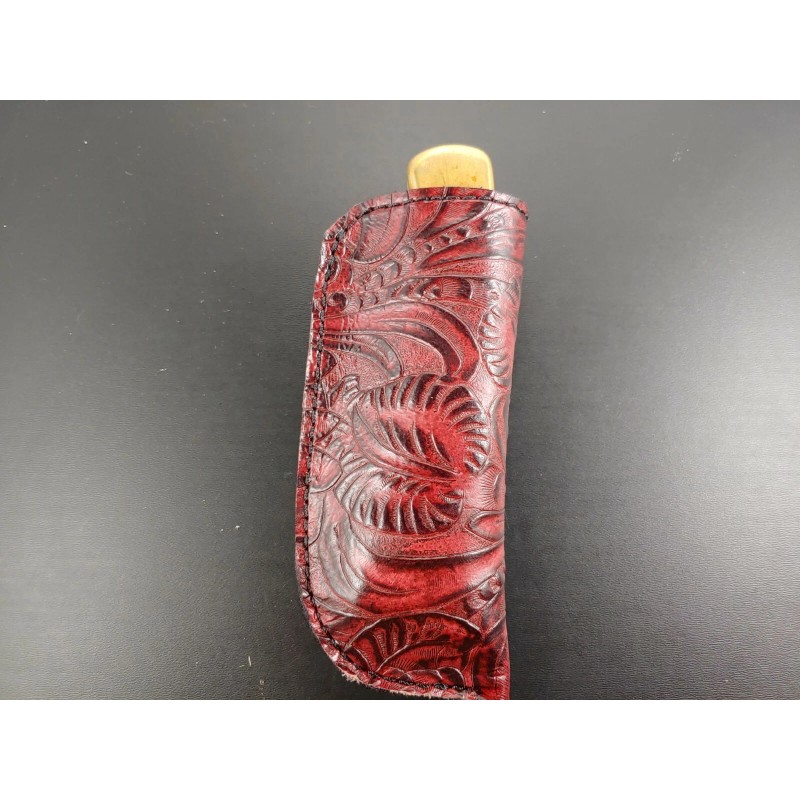 Buck Knives DRAGONBACKBONE FLORAL TOOLED leather BUCK 110 knife sheath