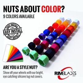 Silicon Lug Nut Covers Blue 21mm | Flexible & Durable Lug Nut Cap | Pack of 20 for 4 Wheels with 5 Lug Nuts Each | 9 Colors Available