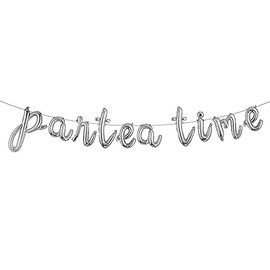 Par TEA TIME Balloons Tea Party Birthday Banner Tea Party Decorations LET'S PAR TEA Party Decor Par Tea Baby Shower Decor Par Tea First Birthday Par Tea 2nd Birthday (L PARTEA TIME Silver)