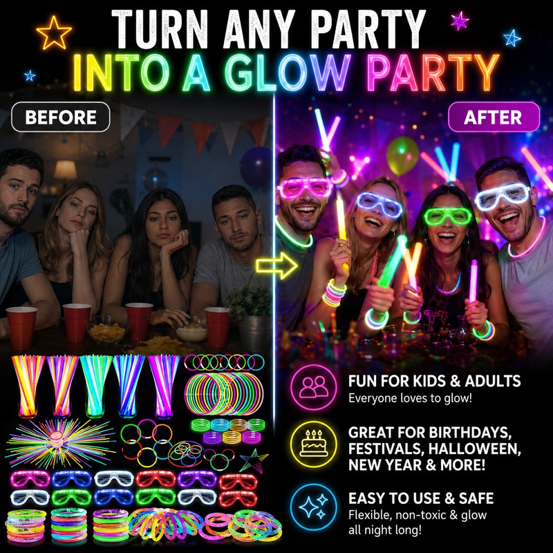 283-Piece Glow Party Favor Set for Night Events – LED
