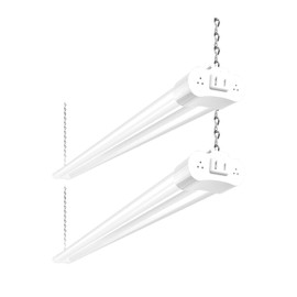 hykolity 2 Pack 4FT Linkable LED Shop Light for Garage, 6500lm, 4FT 60W Utility Light Fixture, 5000K Daylight LED Workbench Light with Plug, Hanging or Surface Mount, White - ETL