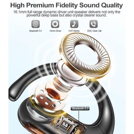 MOZOTER Wireless Earbuds Bluetooth Headphones Sport,Over Ear Buds with Deep Bass Sound,60Hr Playtime Earphones Redesigned Comfort Fit with Earhooks for Running,Meeting,Workout-Black