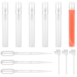 12 Pcs Travel Perfume Bottle Set, Plastic Portable Travel Bottles with 6 Pcs 10ml Mini Spray Bottle, Transfer Pipettes and Pumps, Refillable Perfume Atomizer for Men & Women Party (Clear white)