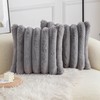 Neelvin Grey Faux Fur Cozy Soft Striped Decorative Throw Pillow