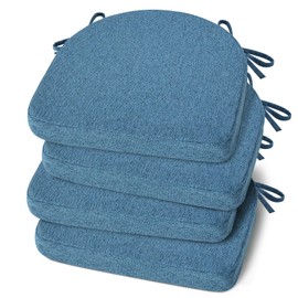 Shinnwa Kitchen Chair Cushions Set of 4, Non-Slip Dining Chair Cushions with Ties and Machine Washable Cover, 4 Pack, 17 x 16.5 x 2in, Blue