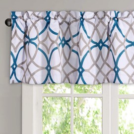 H.VERSAILTEX Blackout Curtain Valances for Kitchen Thermal Insulated Window Valances for Living Room Rod Pocket Short Curtain 1 Panel, 52x18 inch, Teal and Taupe