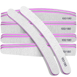 Fandamei Professional Nail File 10-Piece Set 100/180, 5 Shapes, Double-Sided Nail Buffer Block, Emery Boards for Natural Nails and Gel Nails, Wear Resistant, Washable