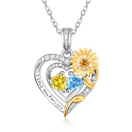 Sunflower Necklaces for Women Wedding Anniversary Jewelry Birthday Gift for Wife Her November and December Birthstone Jewelry Citrine Topaz Necklace