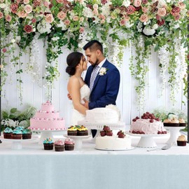 Yeele 7x5ft Wedding Backdrop White Flowers Green Vines Rustic Wood Wall Photography Background Bridal Shower Birthday Party Reception Ceremony Dessert Table Banner Floral Marriage Backdrop