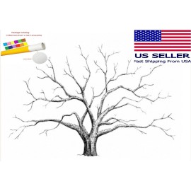 Unbranded Large 23.6" Canvas Fingerprint Tree Painting Wedding Party Guest Book w/ Ink Pad