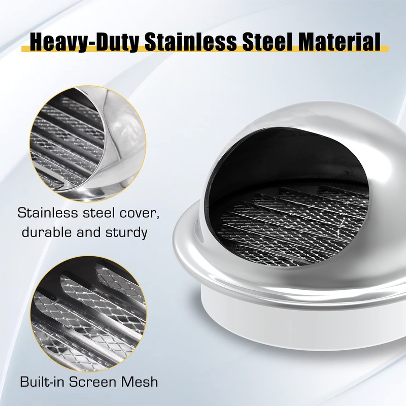 Powrocket 3 Inch Stainless Steel Soffit Vents,Round Air Vent Cover,Air
