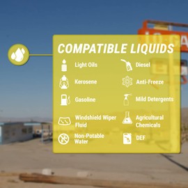 TERA PUMP Electric Fuel Transfer Pump (2.9 GPM), 10 FT Hose with Flow Control Nozzle - Telescopic Suction Tube (15 to 20 inch) For Gas Diesel E15 E85 Antifreeze DEF