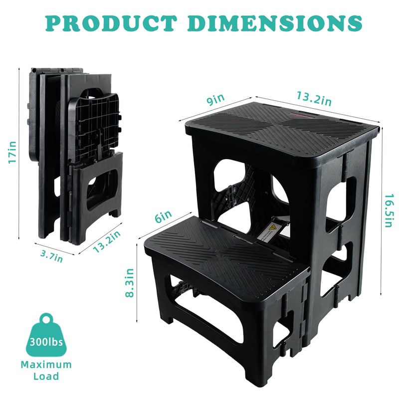 MavHubrix Folding 2-Step Stool for Adults,Small Collapsible Portable Foot Stool,Foldable