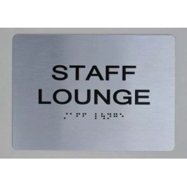 BUILDINGSINGS.COM Staff Lounge With Braille and Raised Letters (Aluminum, Brush Silver, Size 5X7)