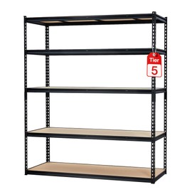 Garage Storage Shelves 5 Tiers, Heavy Duty Storage Shelving Racks with 3000 Lbs Capacity, 60" L x 24" W x 72" H Metal Adjustable Shelving Unit for Kitchen Pantry Basement Bathroom Laundry