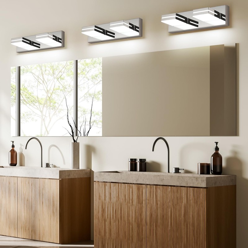 SineRise LED Modern Bathroom Vanity Light Fixtures (2-Light, 15.5-Inch), Chrome