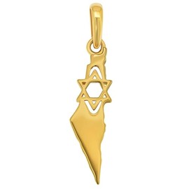Jewelry America 14k Yellow Gold State of Israel with Star of David Pendant