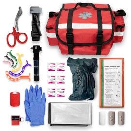 ASA TECHMED Emergency Medical Trauma Bag - First Aid Responder Kit | High-Performance EMS Bags for Hiking, Hunting, Camping, Lifeguards, Paramedics, EMTs, Firefighters, Outdoor Adventures. (Red)