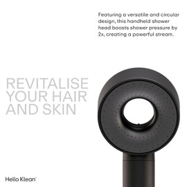 Hello Klean Shower Head in Black - Filters Unwanted Metals, Chlorine & Impurities Found in Water - Improves Quality of Skin & Hair - Boosts Water Pressure Up to 2 Times - Quick & Easy to Install