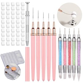 Juego de 62 pinceles para arte de uñas, esponjas para uñas para ombré con bolígrafo de agarre, bolígrafo de punteado y escultura de silicona de doble 