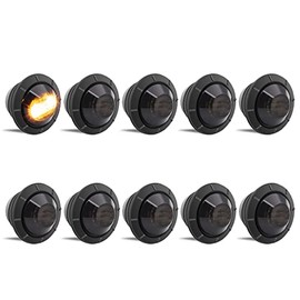 Biqing 10PCS 3/4" Round LED Side Marker Lights Amber,12V Led Marker Clearance Light Turn Signal Indicators Bullet Grommet Light Smoked for Pickup/Truck/Trailer/Boat