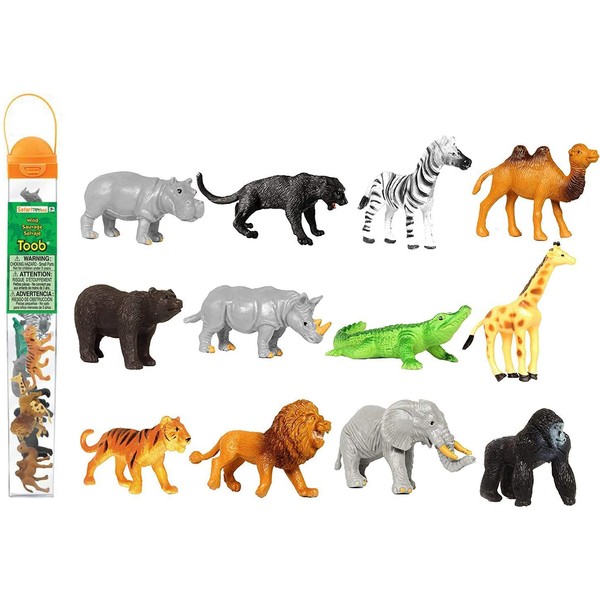 Safari Ltd Wild TOOB With 12 Great Jungle Friends, Including a Giraffe, Brown Bear, Tiger, Camel, Lion, Crocodile, Gorilla, Hippo, Rhino, Zebra, Panther and Elephant (Discontinued by manufacturer)