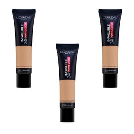 L'Oréal Paris Infallible 24h Matte Cover Foundation - 290 Golden Amber, Pack of 3 (3 x 30 ml)