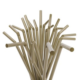 Flexible Plastic Drinking Straws - 7.75" x 0.23" (250, Gold)