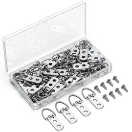 Uniclife 60 Pcs D Ring Picture Hangers with Screws, 40 lb Load Heavy Duty Picture Hanging Hardware, Double Holes Picture Hooks, D Rings for Picture Frame Hanging, D Hooks for Paintings Mirrors Clocks