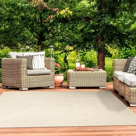 Superior Indoor/Outdoor Area Rug, Reversible Braided Floor Decor for Living Room, Kitchen, Patio, Front Porch, Modern Boho Farmhouse Rugs, Hardwood, Bedroom Accessories, 5' x 8', Cream